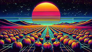 Vibrant Pumpkin Patch in, pumpkin patch, retro, pumpkin, landscape HD wallpaper