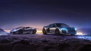 V8 Legends, audi-r8, lamborghini-huracan, cars, behance HD wallpaper