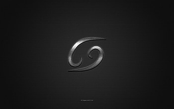 Cancer sign, gray shiny zodiac sign, Cancer metal emblem, gray carbon fiber texture, Cancer, creative art, Cancer emblem HD wallpaper