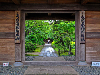 japanese garden gate, garden, green, japan, gate HD wallpaper