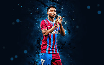 Ansu Fati, , FC Barcelona, 2021, spanish footballers, LaLiga, Barca, Barcelona FC, Anssumane Fati Vieira, football, Ansu Fati , blue neon lights, soccer, Ansu Fati Barcelona, La Liga, FCB HD wallpaper