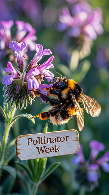 Pollinator Week Featuring a Busy Bumblebee on Purple Flowers, bee, flower, nature HD phone wallpaper