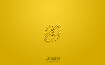 Link Building 3d icon, yellow background, 3d symbols, Link Building, seo icons, 3d icons, Link Building sign, seo 3d icons HD wallpaper