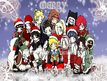 Merry Christmas Naruto, sasuke, temari, hinata, shino, gaara, snow, sai, kiba, sakura, naruto, tenten, choji HD wallpaper