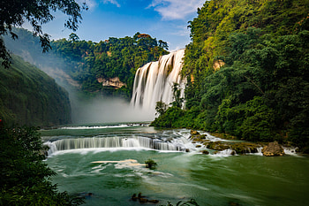 Nature, Water, Rivers, Trees, Waterfall, Precipice, Break, Flow HD wallpaper