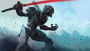 artwork, Cyborg, Futuristic, Samurai / and Mobile Backgrounds HD wallpaper
