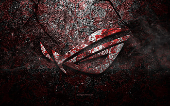 ROG logo, grunge art, Republic of Gamers, ROG stone logo, red stone texture, ROG, grunge stone texture, ROG emblem, ROG 3d logo, Republic of Gamers logo HD wallpaper