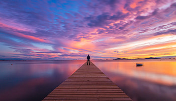 Sunrise sunset background, colorful, sea, lake, sunrise, inspiring, clouds, sky, nature, water, sunset, ocean HD wallpaper