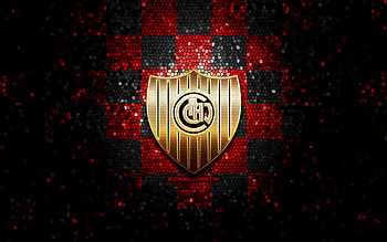 CA Chacarita Juniors, glitter logo, Primera Nacional, red black checkered background, soccer, argentinian football club, Chacarita Juniors logo, mosaic art, football, Chacarita Juniors FC HD wallpaper