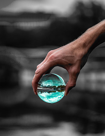 Reflection, Transparent, Hand, Miscellanea, Miscellaneous, Glass, Ball HD phone wallpaper