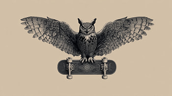 Owl Skate, owl, skateboard, AI Art HD wallpaper