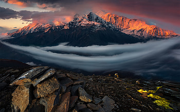 Fog in Valley, fog, sun, valley, mountain HD wallpaper