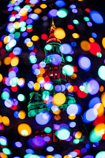 Building, Glare, Miscellanea, Miscellaneous, Multicolored, Motley, Tower, Bokeh, Boquet HD phone wallpaper
