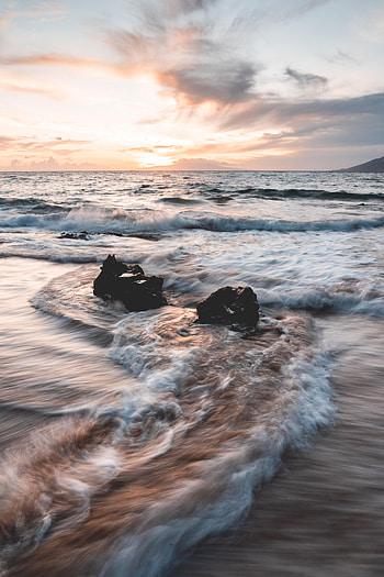 Nature, Sea, Waves, Rocks, Horizon, Foam HD phone wallpaper