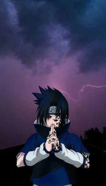 Sasuke, cloud, lightning, curse HD phone wallpaper