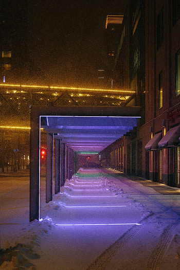 Cities, Night, Snow, City, Street, Tunnel HD phone wallpaper