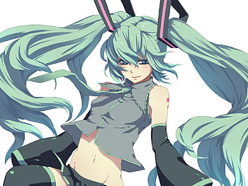 vocaloid, white, blue eyes, hatsune miku, aqua hair, long hair, dress HD wallpaper