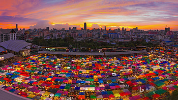 Market In Thailand, Shopping, Busy, Town, Cityscape, Bangkok, Vibrant, Market, Sun, Clouds, Sky, Thailand, Sunset, Capital, Colors, City, Asian, Old HD wallpaper