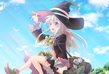 Blue eyes witch, cute, flight HD wallpaper