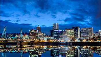 Portland Oregon skyline, Evening , USA HD wallpaper