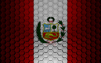 Peru flag, 3d hexagons texture, Peru, 3d texture, Peru 3d flag, metal texture, flag of Peru HD wallpaper