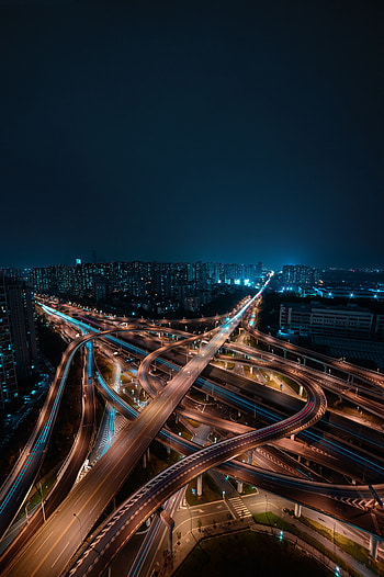 Cities, Roads, Building, View From Above, Night City, Megapolis, Megalopolis HD phone wallpaper
