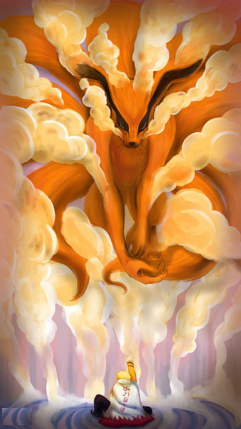 Kurama, orange, art HD phone wallpaper