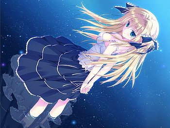 Reflecion, blonde, cute, girl, gir, reflection, anime, pretty, water, hail HD wallpaper