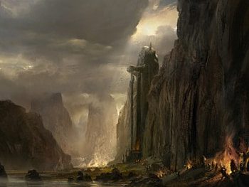 Our Ancestors Protect Us All, river, cliff, city, statue HD wallpaper