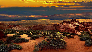 Desert Nevada, Sunset clouds, , Serene atmosphere HD wallpaper