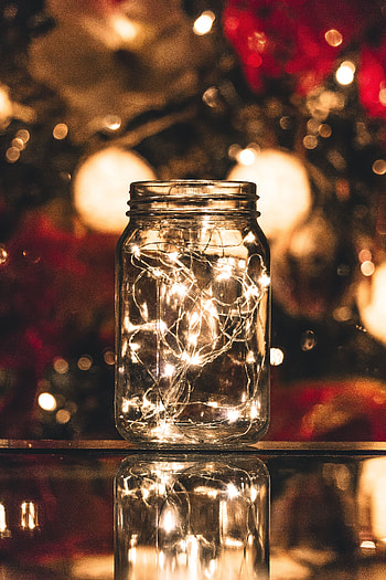 Bank, Glare, Shine, Light, Miscellanea, Miscellaneous, Jar, Garland, Garlands HD phone wallpaper