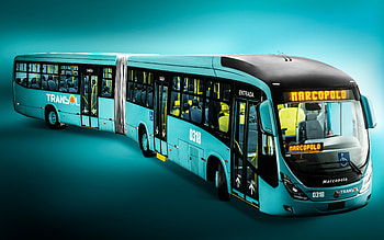Marcopolo Viale BRT Articulado Volvo B340M, blue bus, 2021 buses, passenger transport, Marcopolo Buses, 2021 Marcopolo Viale BRT, Marcopolo HD wallpaper