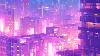 Pink Lofi City - Anime, Anime, city, pink, lofi, pink anime, anime city HD wallpaper