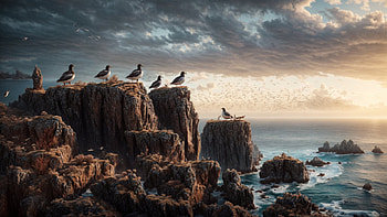 Sea Shore, sea, shore, seagull, sun, wave HD wallpaper