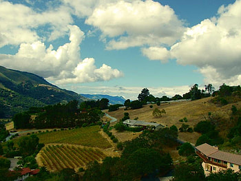 Carmel Valley View, field, valley, homes, mountain HD wallpaper