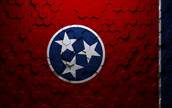 Flag of Tennessee, honeycomb art, Tennessee hexagons flag, Tennessee, 3d hexagons art, Tennessee flag HD wallpaper