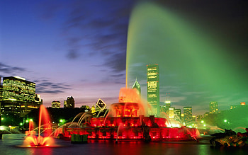 Cities, Night, Fountain, Laser Show HD wallpaper