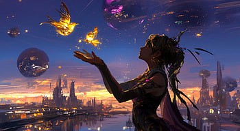 The Melody Of Cosmic Harmony, fantasy, artist, artwork, digital-art, deviantart HD wallpaper