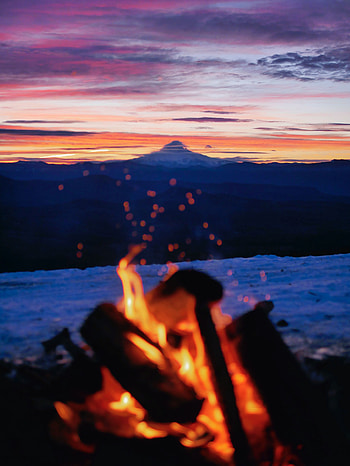 Landscape, Nature, Mountains, Bonfire, Twilight, Dark, Dusk HD phone wallpaper