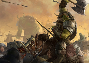 Battle Orc, Warhammer warrior, High-resolution , Intense combat HD wallpaper