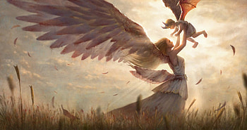 Angel Mom With Kid, angel, artist, artwork, digital-art, deviantart HD wallpaper