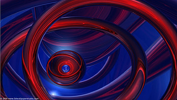 Digital Rings, blue, rings, ball, red, center, eye HD wallpaper