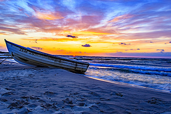 Boat, sand, beach, sunset, nature HD wallpaper