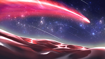 Red Planet With Cosmic Landscape, red, star, landscape, sand, sky, artist, artwork, art, digital-art, pixiv HD wallpaper