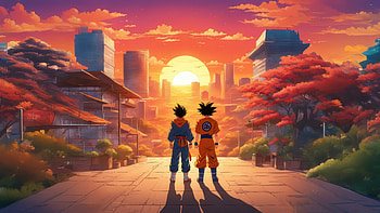 Goku And Akira In The Sunset, goku, anime, artist, artwork, digital-art, deviantart HD wallpaper