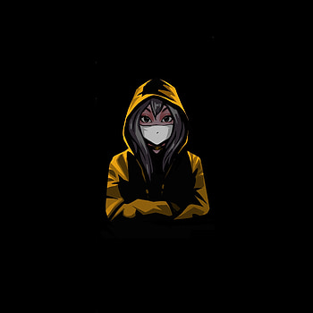 Anime girl in mask, minimal HD phone wallpaper
