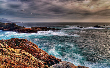 Nature, Sea, Clouds, Rocks, Storm, Excitement, Before The Storm HD wallpaper