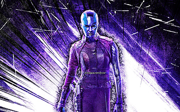 Nebula, grunge art, antagonists, Avengers Infinity War, space pirate, violet abstract rays, Nebula , Nebula Infinity War HD wallpaper