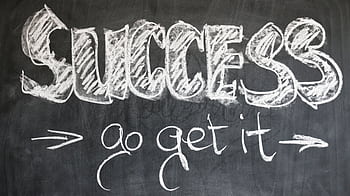 Motivational chalkboard with 'Success - go get it' written in chalk. HD wallpaper
