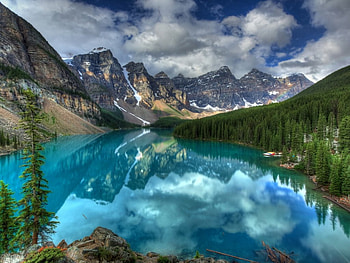 Natures beauty, blue, reflection, landscape, clouds, sky, nature, mountain HD wallpaper
